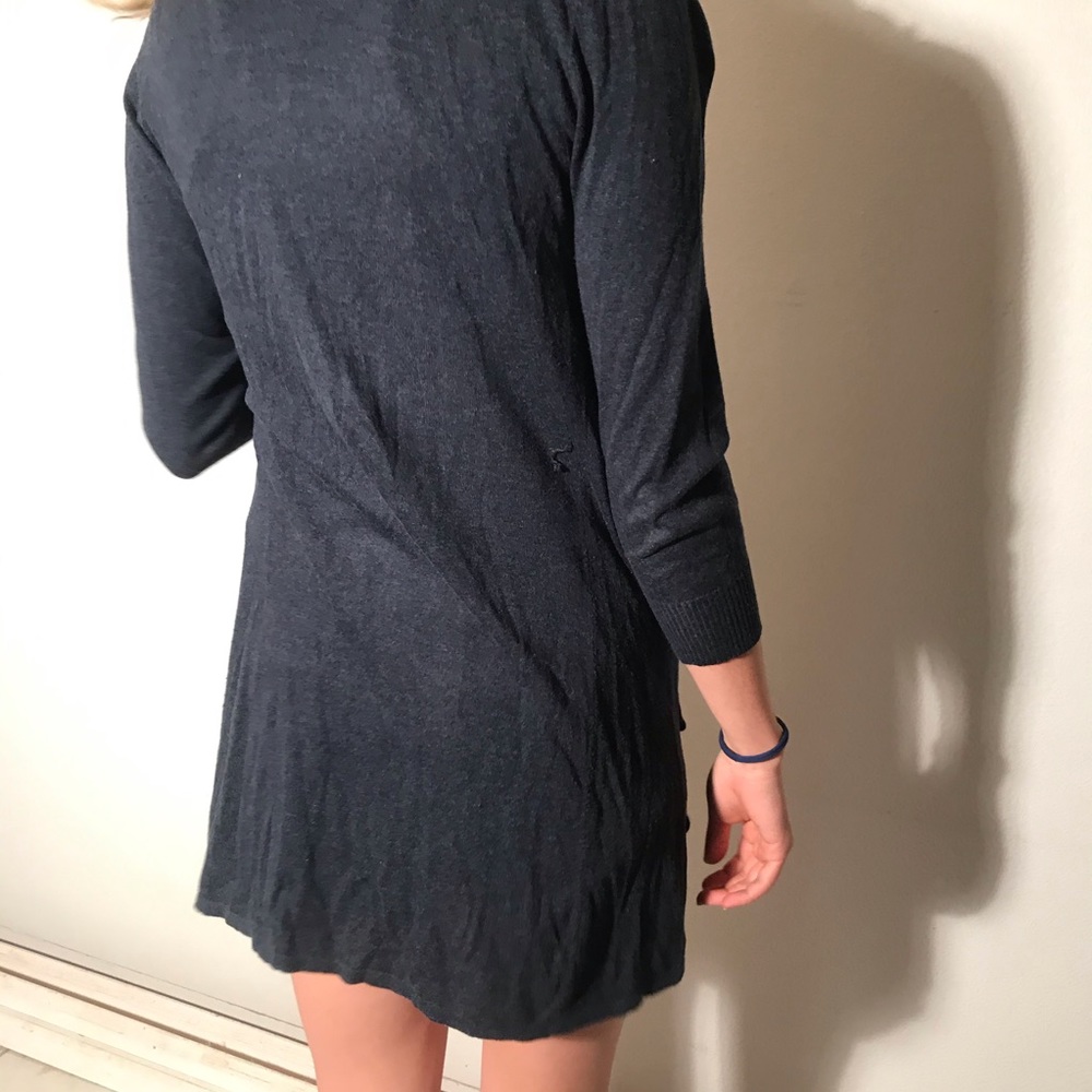 3/4 Sleeve Navy Ruffle Cardigan - Picture 3 of 8